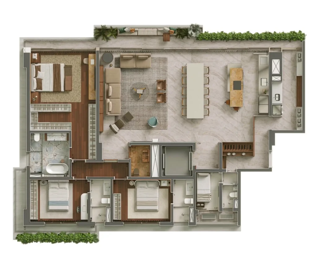 Apartamento 3 quartos 212m² em Itaim Bibi — planta Teçá