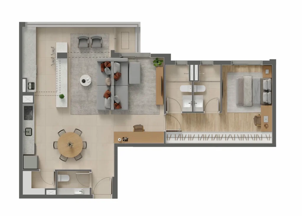 Apartamento 2 quartos 86m² em Indianópolis — planta Eucalys Moema Lírio