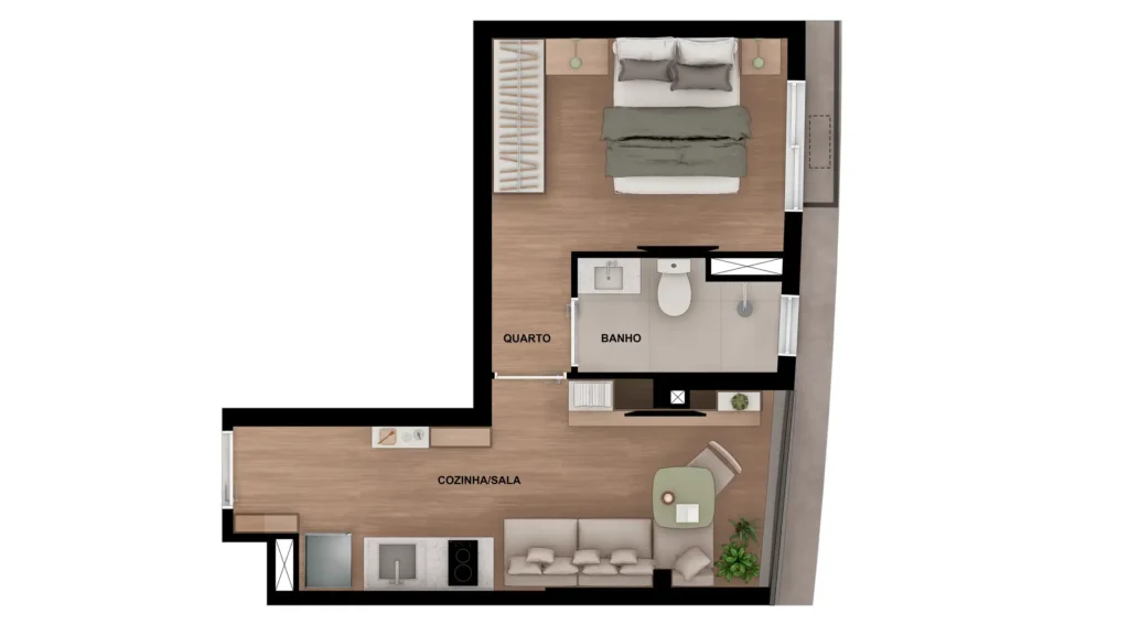 Apartamento 1 quartos 28m² em Bela Vista — planta Bracon Vista Augusta - Residencial