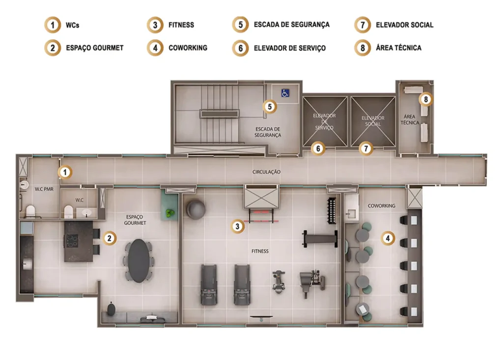 Implantação condomínio Urbany - Studios — 1 quartos em Brooklin Novo