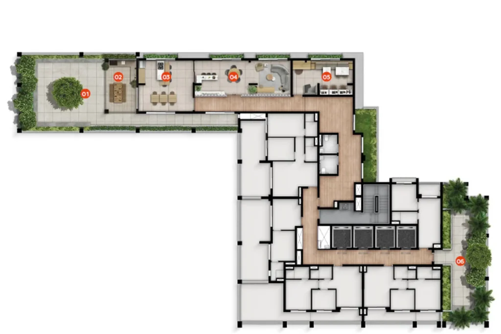 Implantação 12 condomínio Galleria SP - Residencial — 1-2 quartos em Vila Buarque