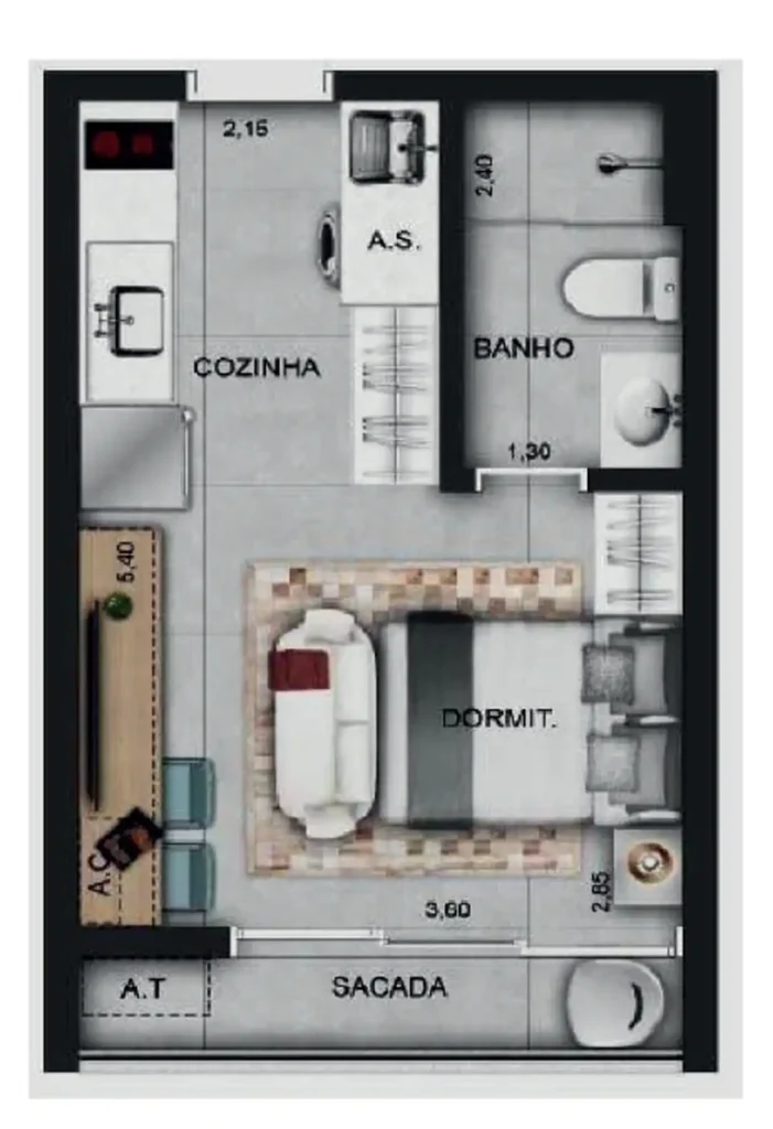 Apartamento 1 quartos 10m² em Perdizes — planta W Stay Lincoln - Residencial