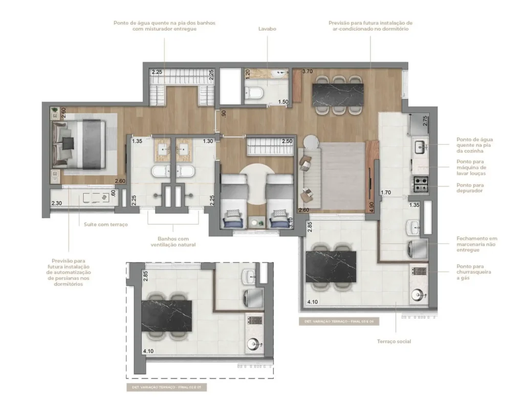 Apartamento 2 quartos 77m² em Brooklin Novo — planta Eden Park by Dror Apto 1