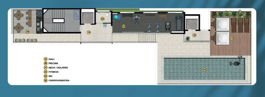 Implantação rooftop condomínio Elegancy Vila Mariana — 1-2 quartos em Vila Mariana