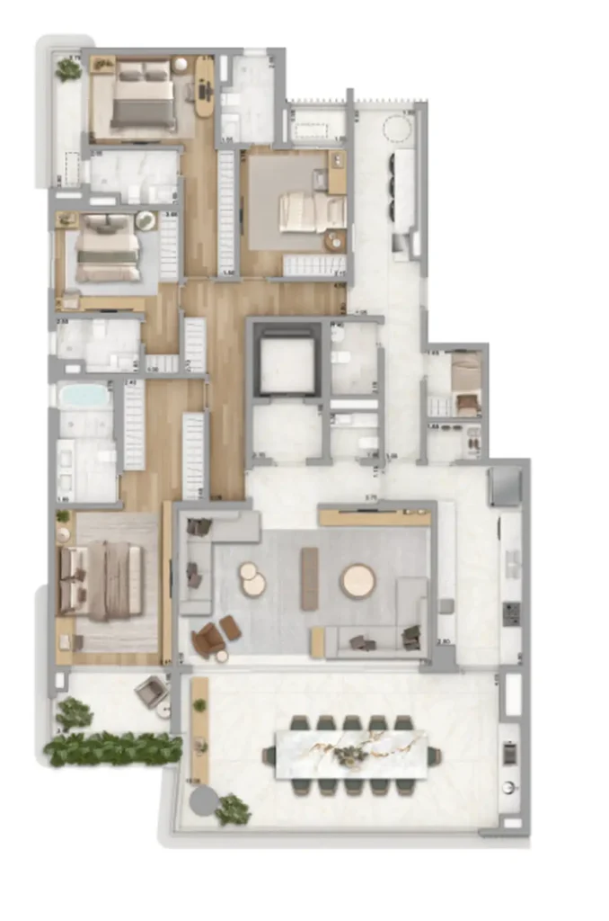 Apartamento 4 quartos 277m² em Ibirapuera — planta Zen Cyrela e Yoo