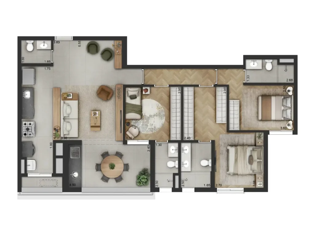 Apartamento 3 quartos 114m² em Indianópolis — planta Haus Mitre Edition Moema