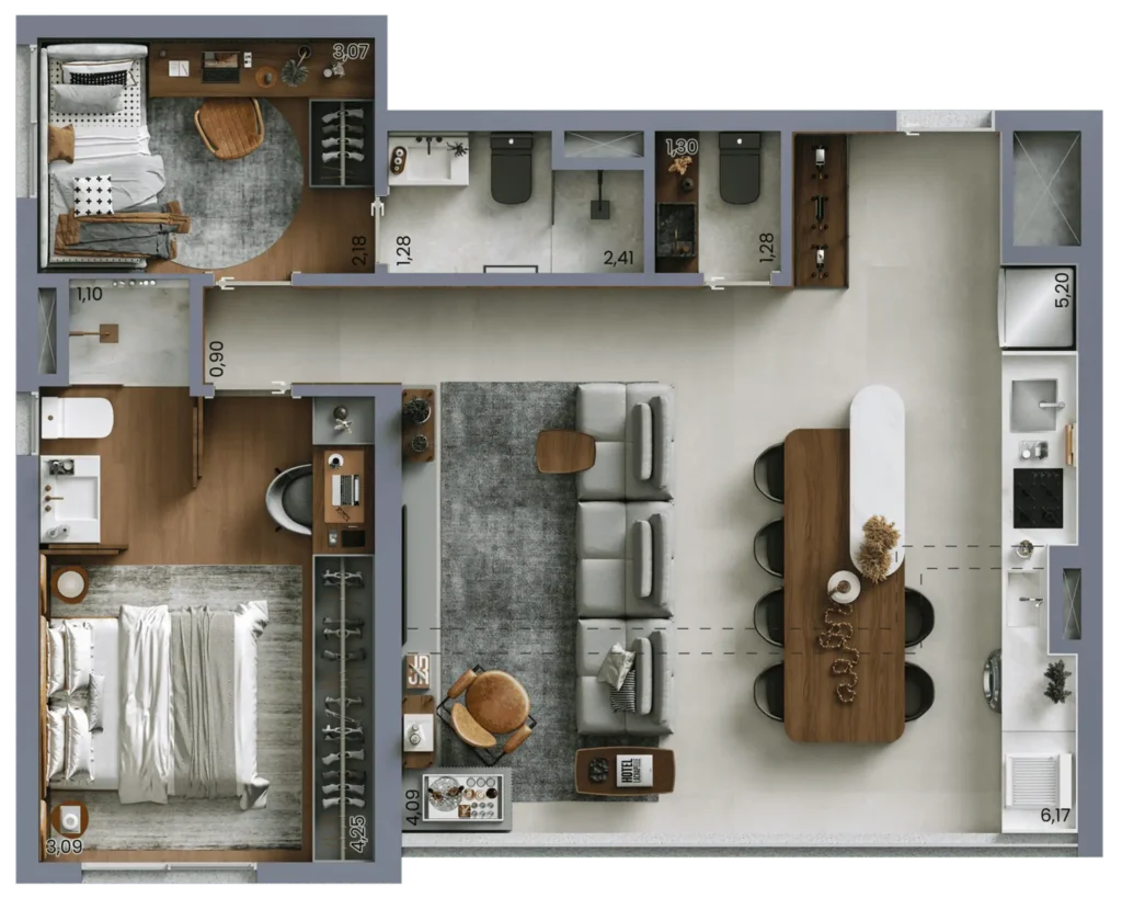 Apartamento 2 quartos 69m² em Vila Nova Conceição — planta Vert Vila Nova - Residencial
