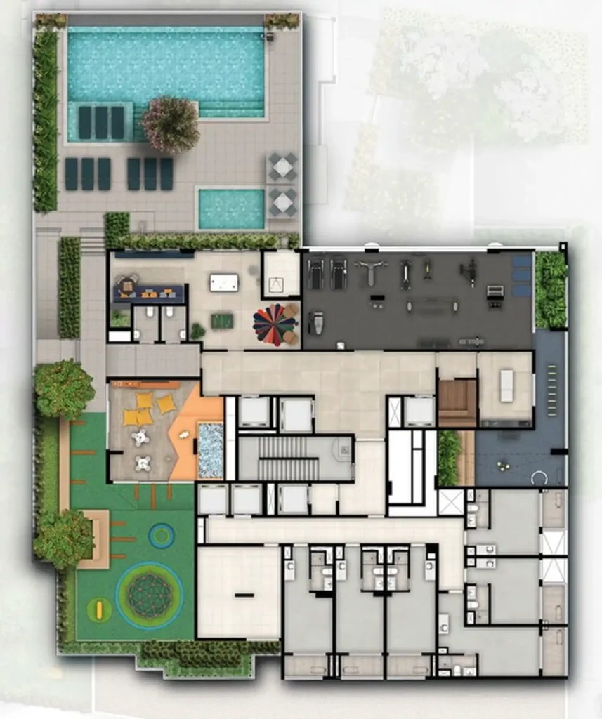 Implantação condomínio Gaia Desing Studios Ibirapuera - Residencial — 1 quartos em Ibirapuera