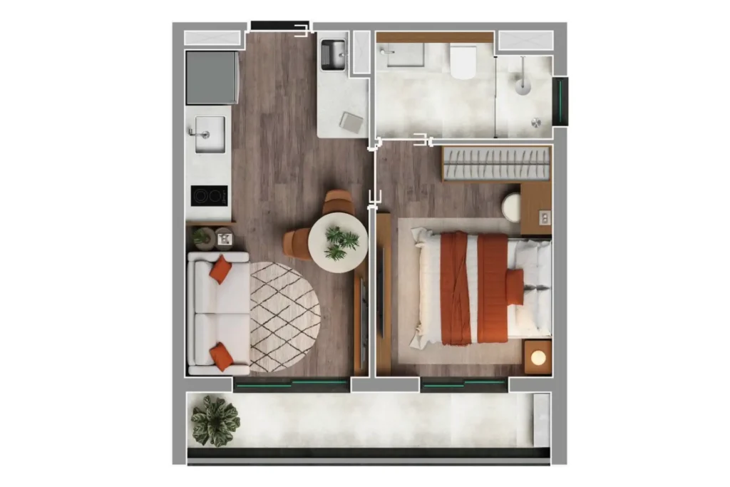 Apartamento 1 quartos 32m² em Lapa — planta Gaya Faustolo - Residencial