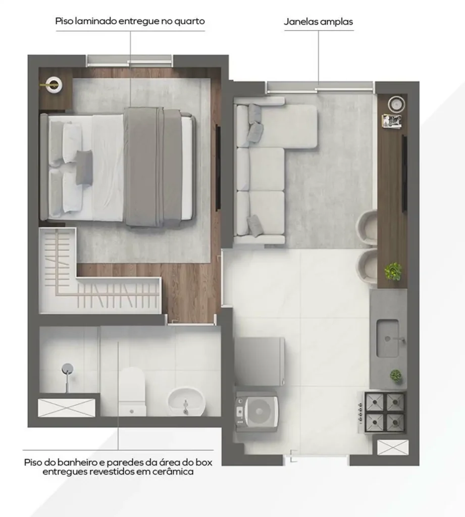 Apartamento 1 quartos 11m² em Vila Independência — planta Grand Vivaz Estação Tamanduateí 2 - Fase 1
