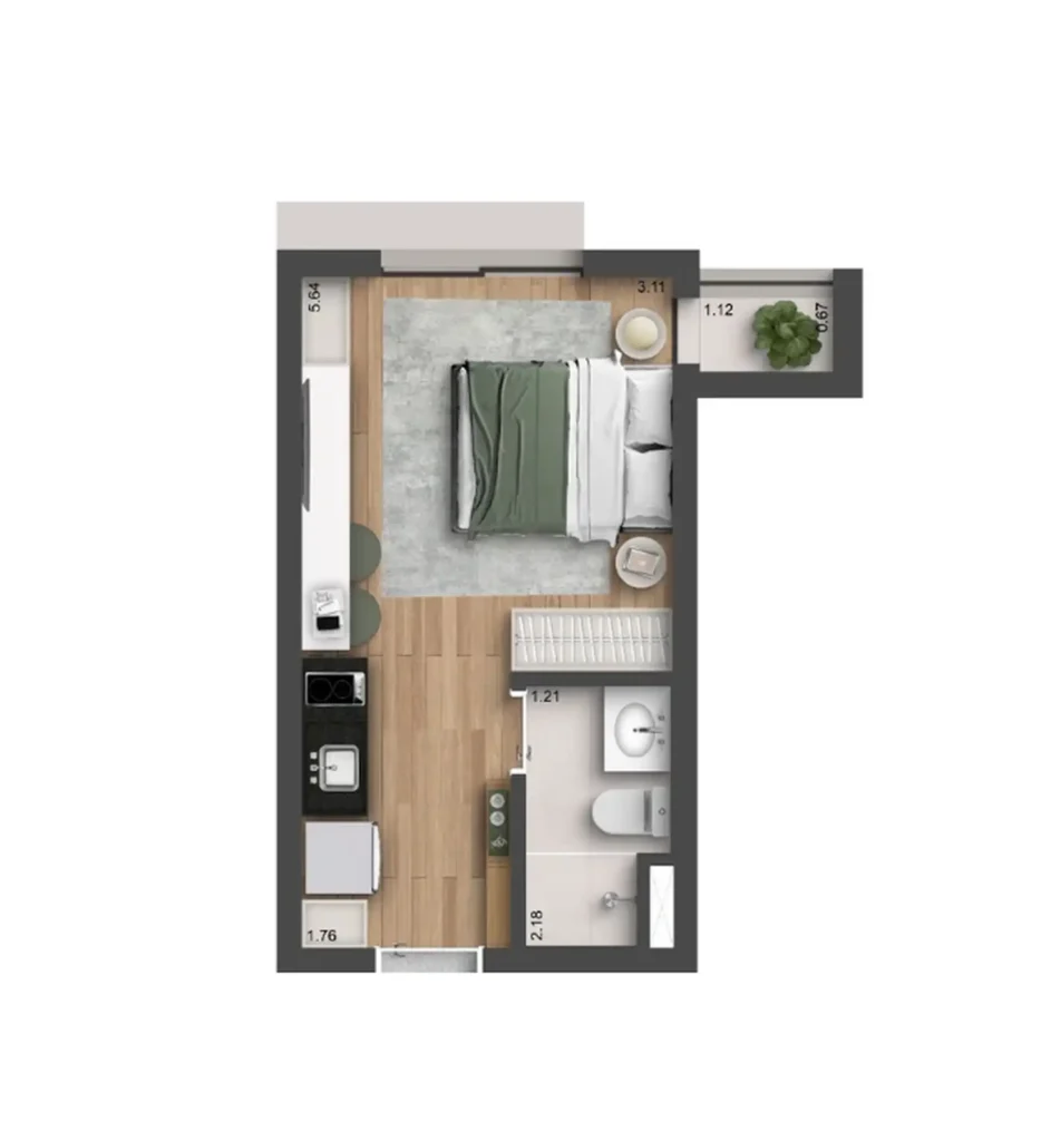 Apartamento 1 quartos 21m² em Vila Clementino — planta Auren Studios Vila Clementino