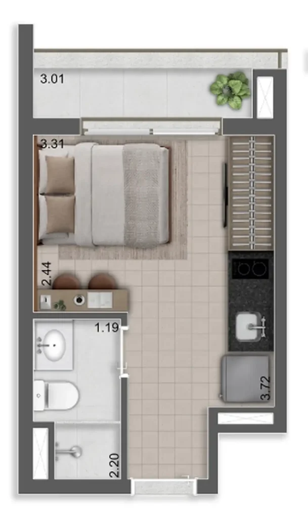 Apartamento 1 quartos 35m² em Moema — planta Terrare Moema
