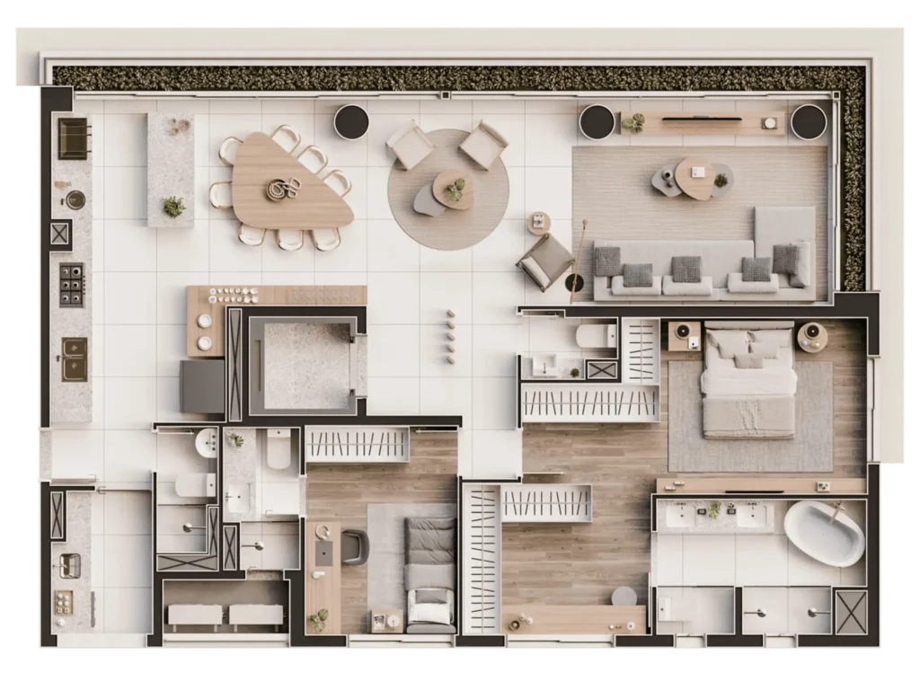 Apartamento 3 quartos 124m² em Planalto Paulista — planta Aiká