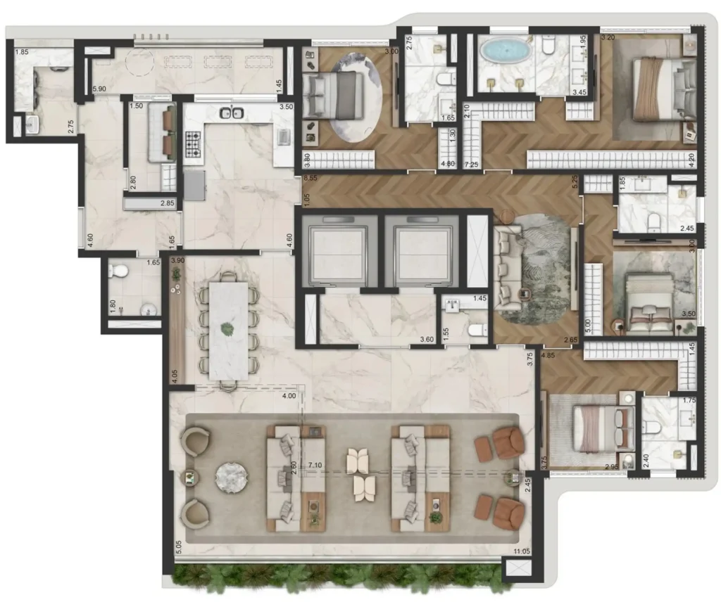 Apartamento 4 quartos 283m² em Moema — planta La Galerie Moema - Breve Lançamento
