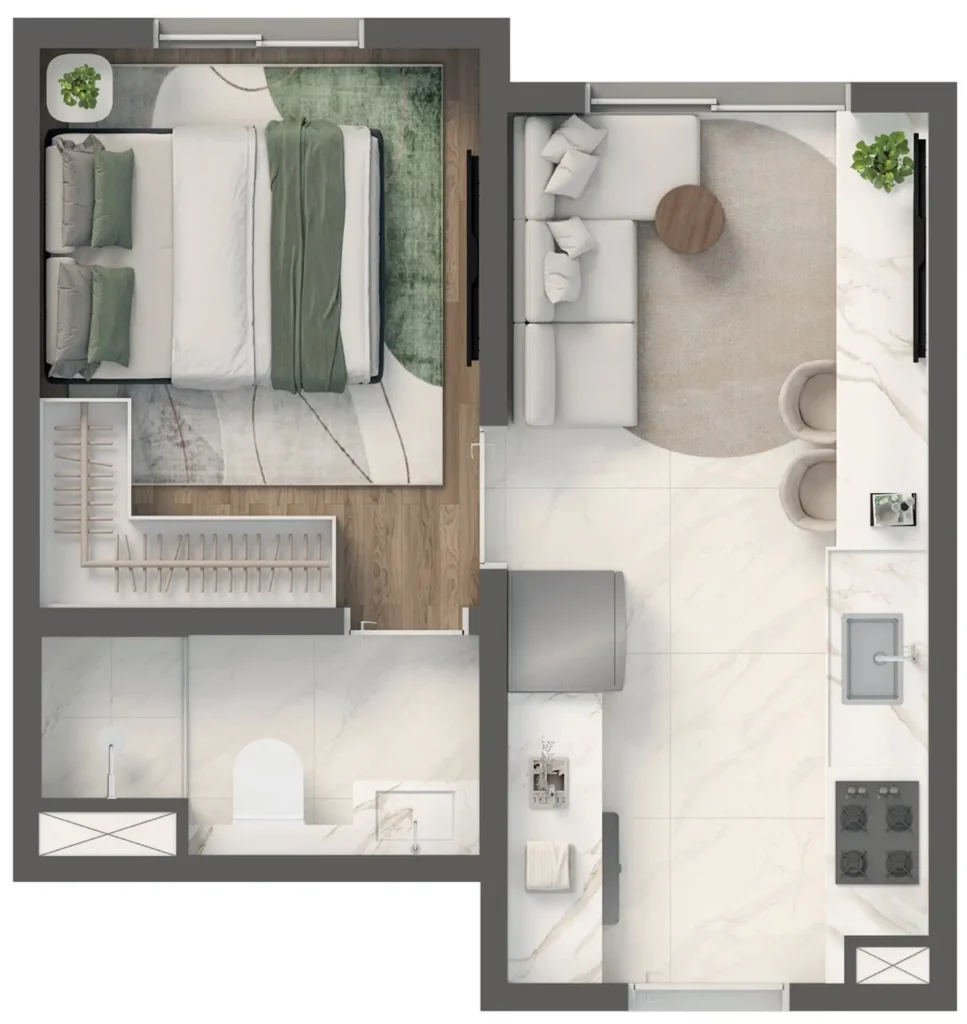 Apartamento 1 quartos 22m² em Vila Independência — planta Vivaz Mooca