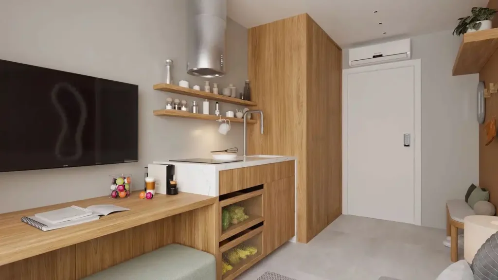 Domani Vila Mariana - NR (Fratta Construtora e Incorporadora): 050 living — 1 quartos em Vila Mariana, São Paulo