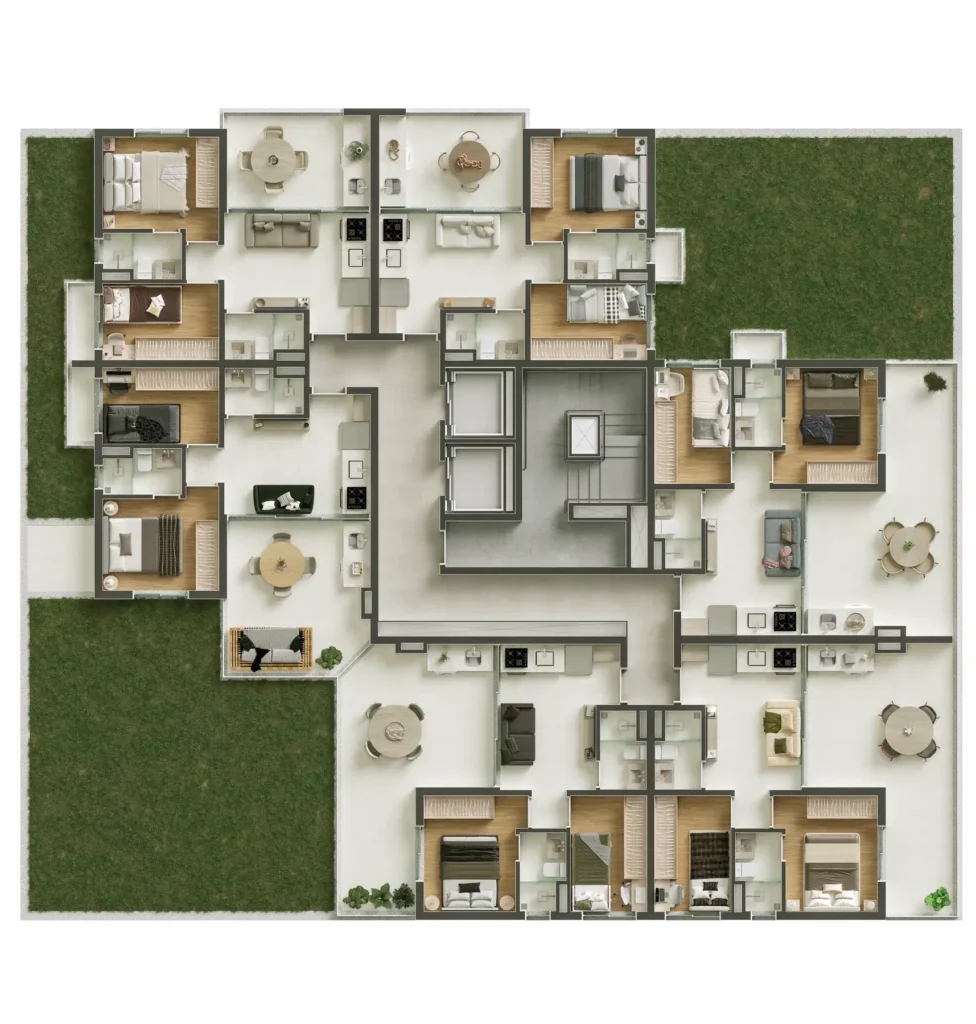 Implantação 1 condomínio Sestriere - Residencial — 2 quartos em Mooca