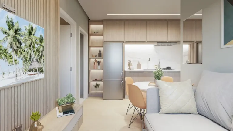 052 living Verbena Residencial Tucuruvi — 1-2 quartos 24-65m², Forza Construtora