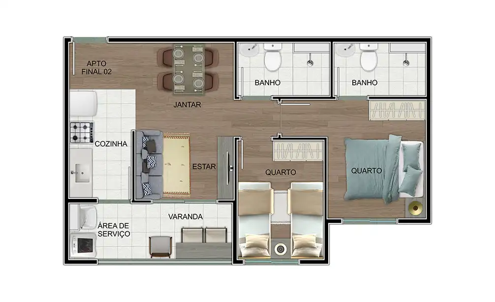 Apartamento 2 quartos 47m² em Penha de França — planta Vision Penha