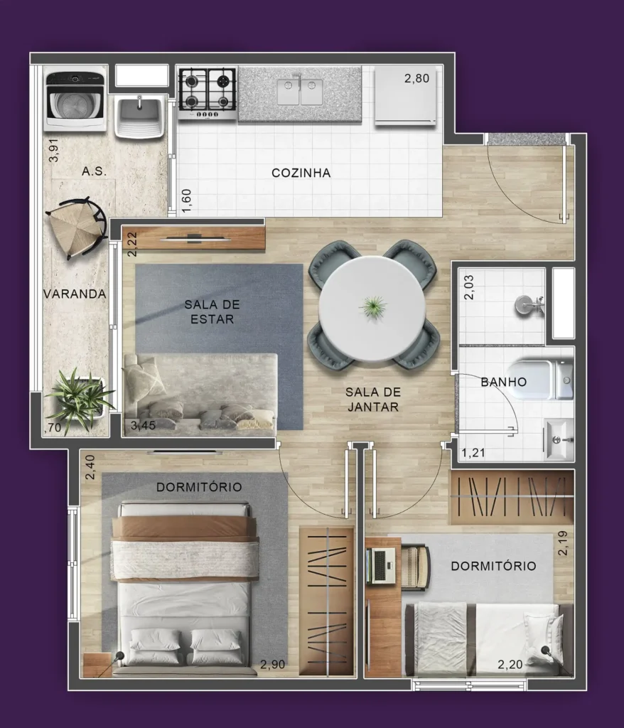 Apartamento 2 quartos 38m² em Vila Aricanduva — planta Innovare Aricanduva