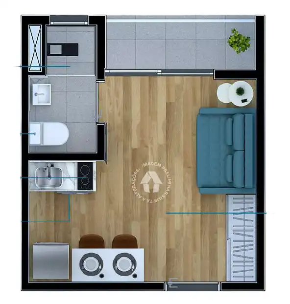 Apartamento 1 quartos 18m² em Vila Ema — planta Metrocasa Avenida Vila Ema