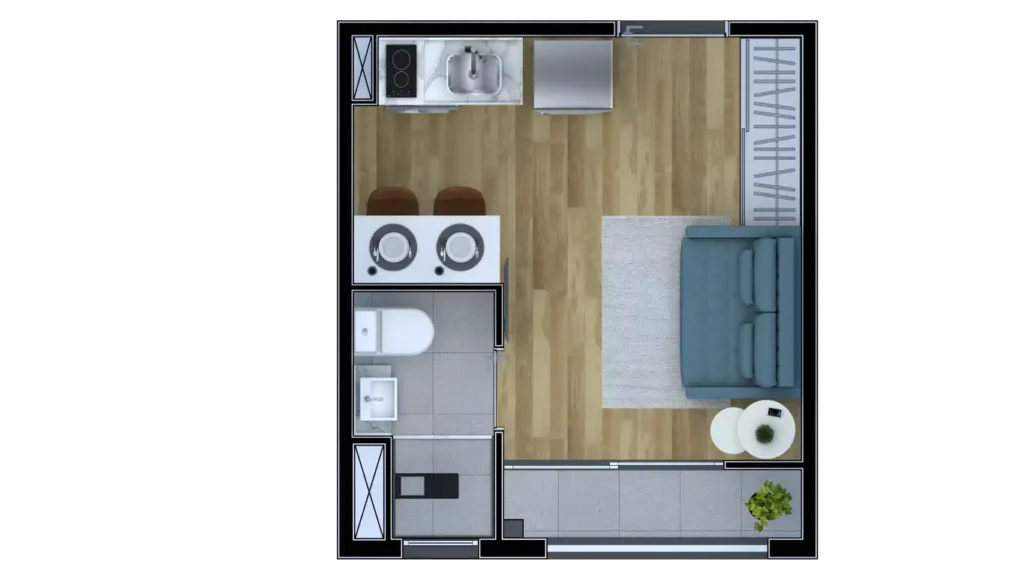 Apartamento 1 quartos 18m² em Vila Santa Clara — planta Metrocasa Estação Oratório