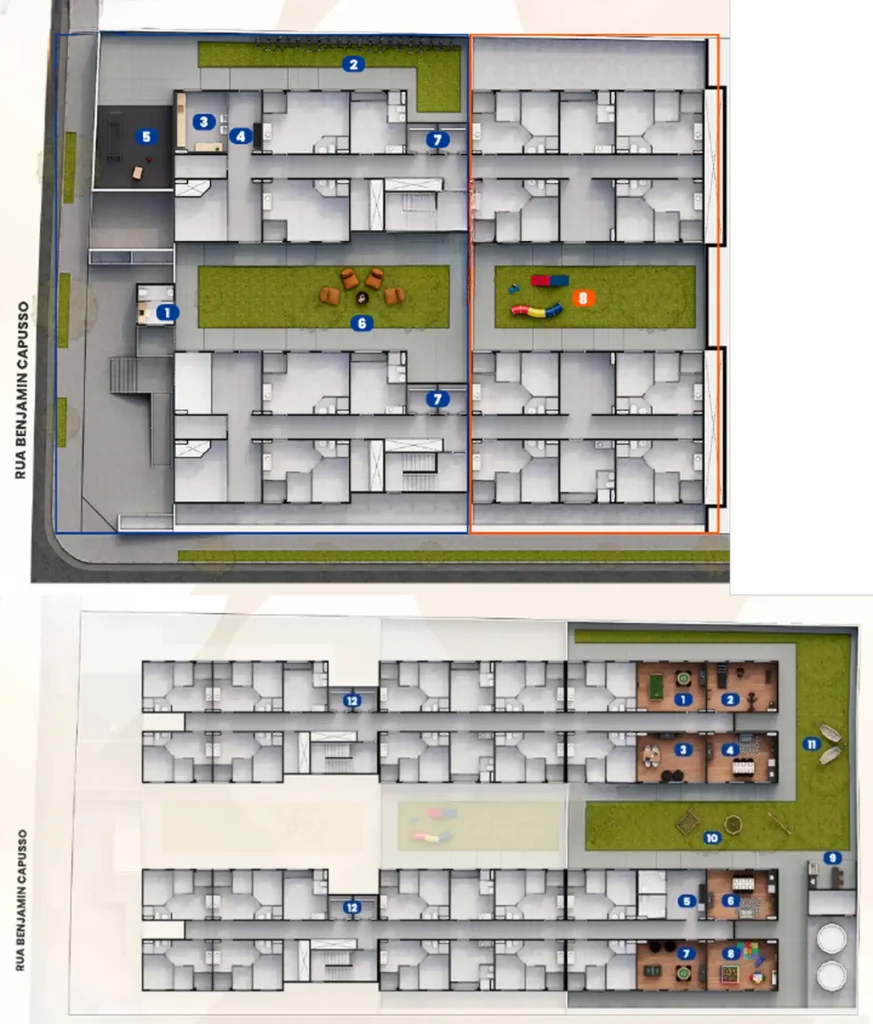Implantação condomínio Metrocasa São Miguel Paulista — 1 quartos em Vila Curuçá