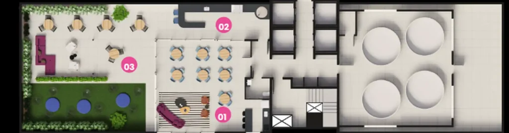 Implantação rooftop condomínio Neo Estilo — 2 quartos em Vila Ré