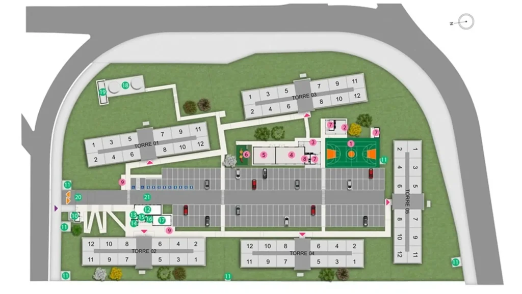 Implantação condomínio Gran Arena Itaquera - Fase 4 — 2 quartos em Vila Carmosina