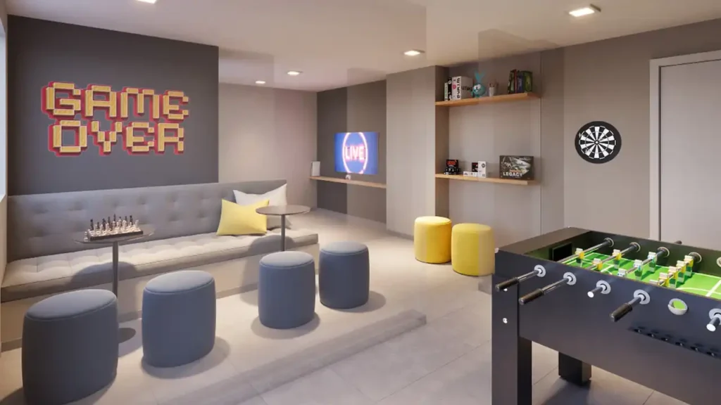 Sala de jogos Plano&Mais Interlagos Refúgio Jardim Marajoara — 2 quartos 32-34m², Plano&Plano SP