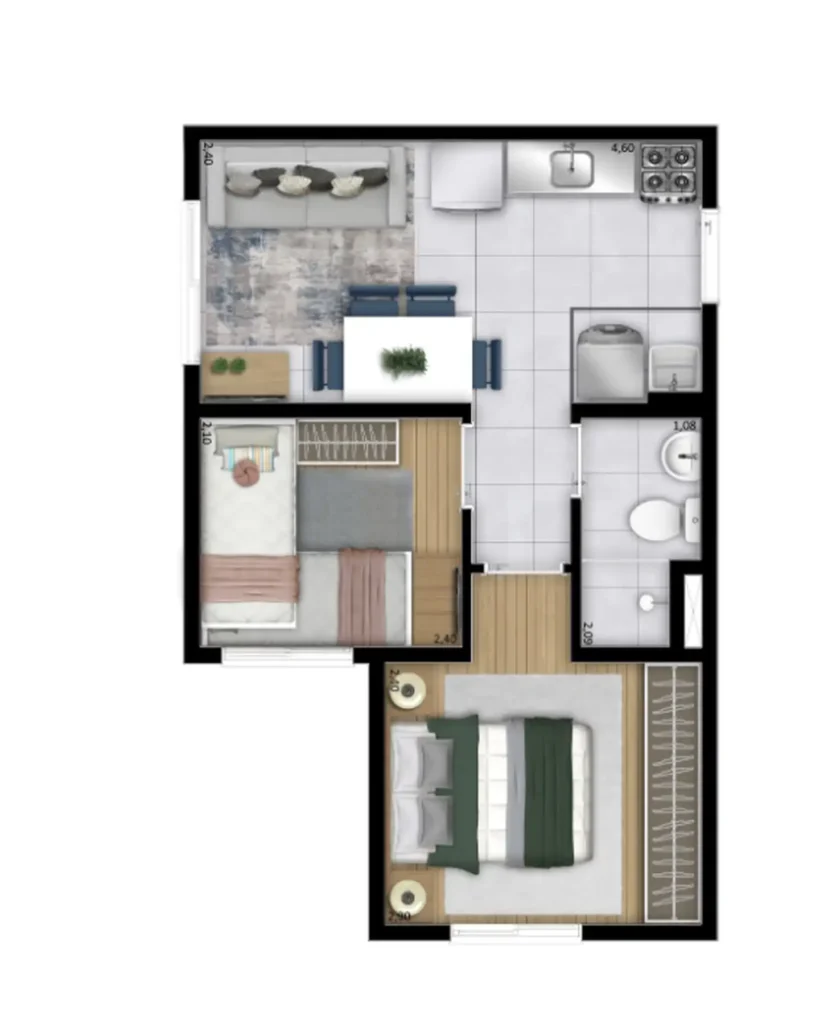 Apartamento 2 quartos 68m² em Itaquera — planta Meu Plano&Itaquera Amoreira