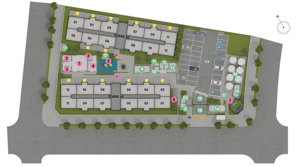 Implantação condomínio San Miller - Fase 2 — 2 quartos em Jardim Brasil (Zona Norte)
