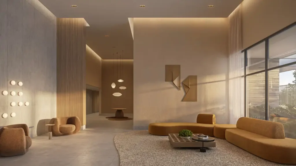 Orbya Vila Carrão By Diálogo Home Spaces (Diálogo): 030 hall — 1-2 quartos em Vila Carrão, São Paulo