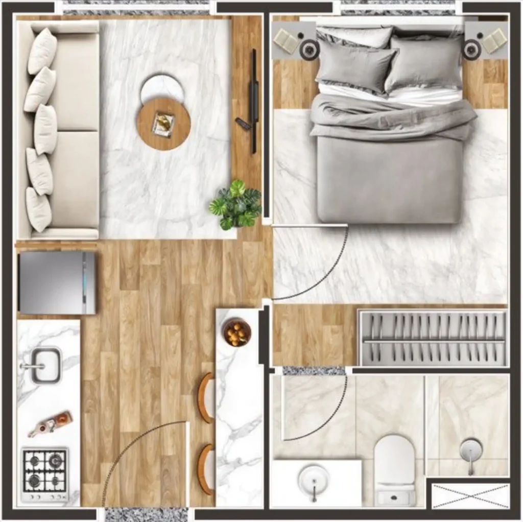 Apartamento 1 quartos 10m² em Parada XV de Novembro — planta Marauá