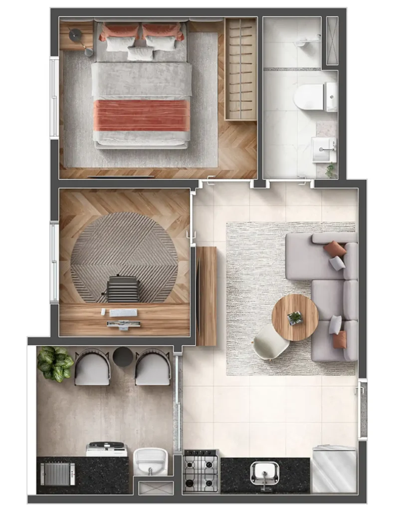 Apartamento 1 quartos 15m² em Santana — planta Conexão Anhembi Santana
