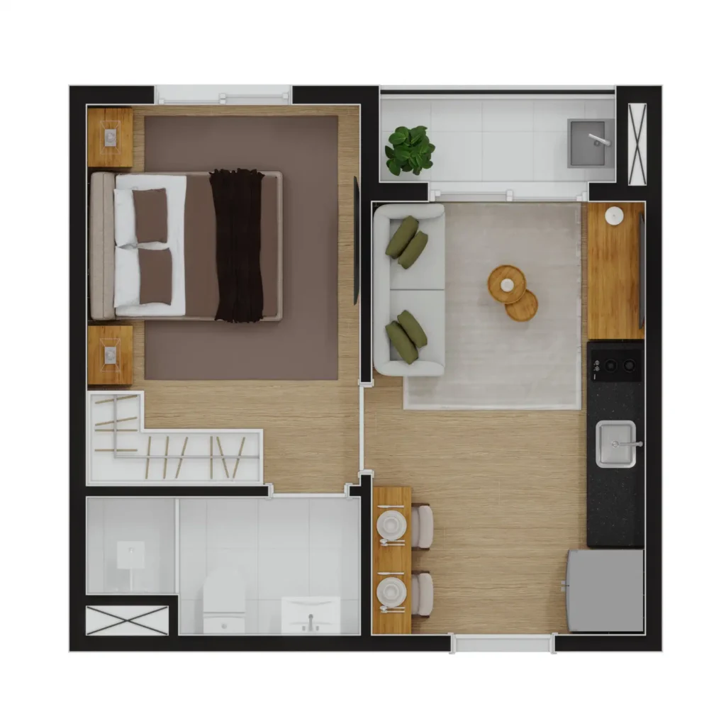 Apartamento 1 quartos 24m² em Jardim Marajoara — planta Vinx Marajoara