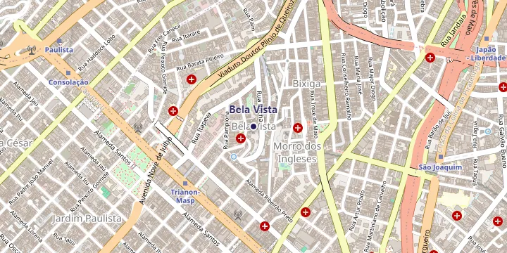 Mapa do bairro Bela Vista em São Paulo