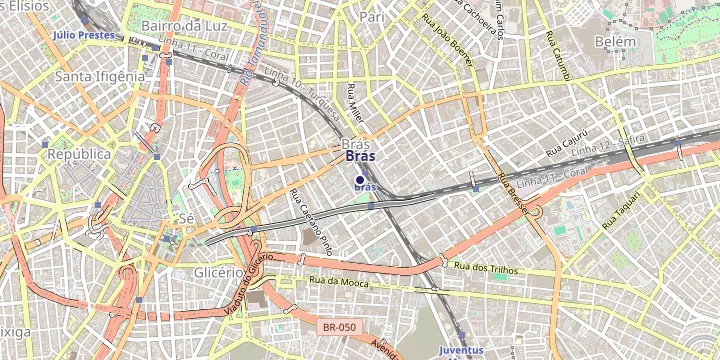 Mapa do bairro Brás em São Paulo
