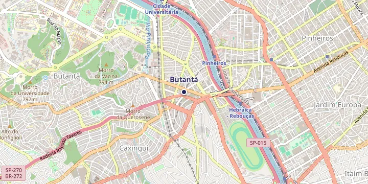 Mapa do bairro Butantã em São Paulo