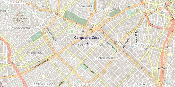 Mapa do bairro Cerqueira César em São Paulo