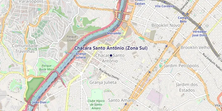 Mapa do bairro Chácara Santo Antônio em São Paulo