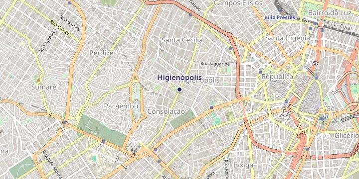 Mapa do bairro Higienópolis em São Paulo