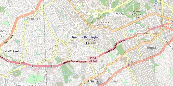 Mapa do bairro Jardim Bonfiglioli em São Paulo