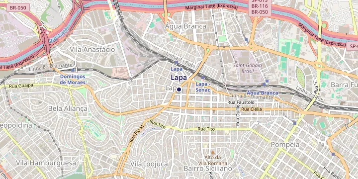 Mapa do bairro Lapa em Sao Paulo