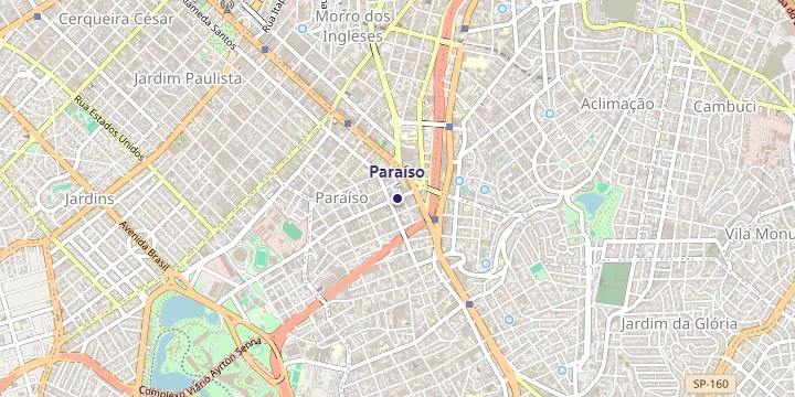 Mapa do bairro Paraíso em São Paulo
