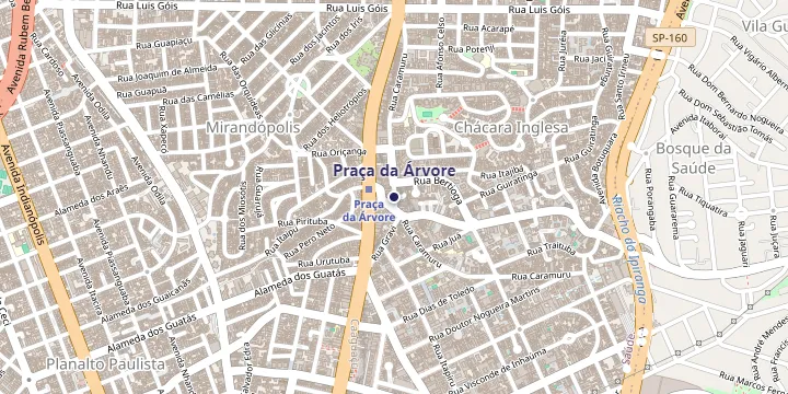 Mapa do bairro Praça da Árvore em São Paulo