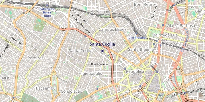 Mapa do bairro Santa Cecília em São Paulo