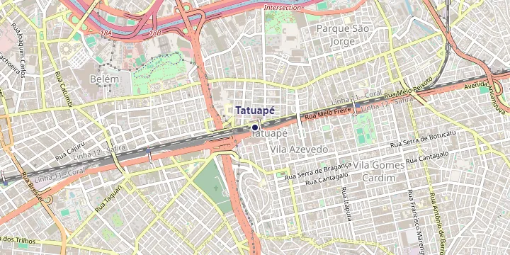 Mapa do bairro Tatuapé em São Paulo