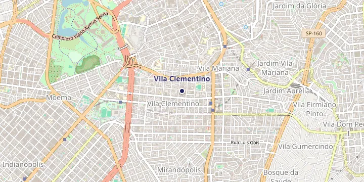 Mapa do bairro Vila Clementino em São Paulo