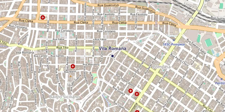 Mapa do bairro Vila Romana em São Paulo